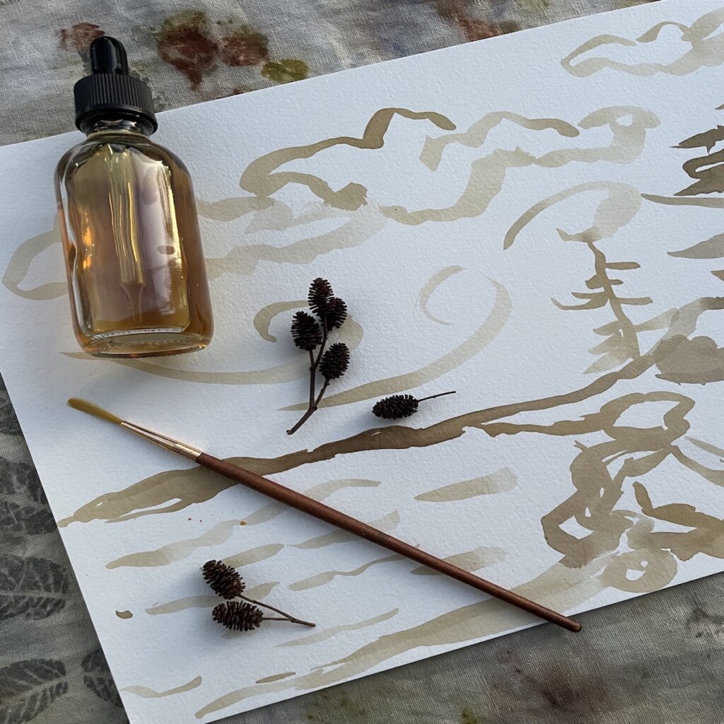 Free hand painting with natural dyes