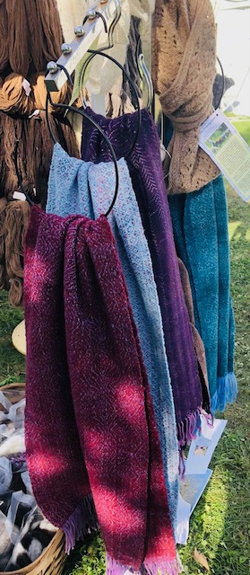Handwoven, hand spun, hand dyed scarfs by Diane Hoppe.