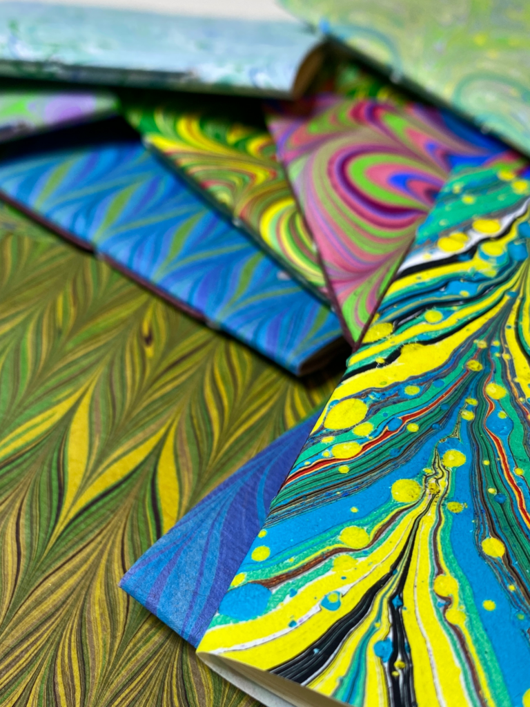 Marbled paper by Shannon Kerner for Touchstones Retreat