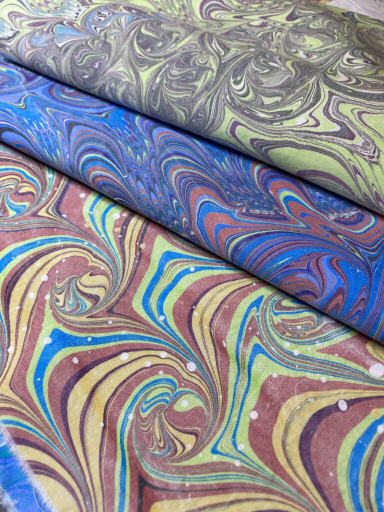 Marbled cotton fabric by Shannon Kerner for Touchstones Retreat workshop