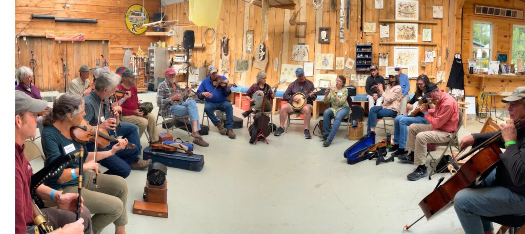 Strung Together is a Maine folk music weekend and string band gathering focused on traditional tunes, jam sessions, and time together on the coast.